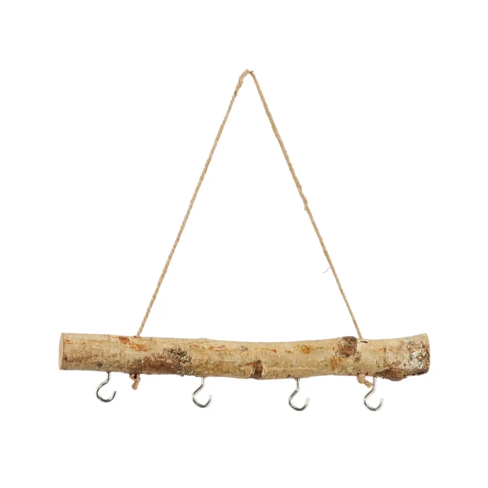 Schlüsselbrett aus Birkenholz, Kleiderhaken an Holzbrett zum Aufhängen, 30 cm