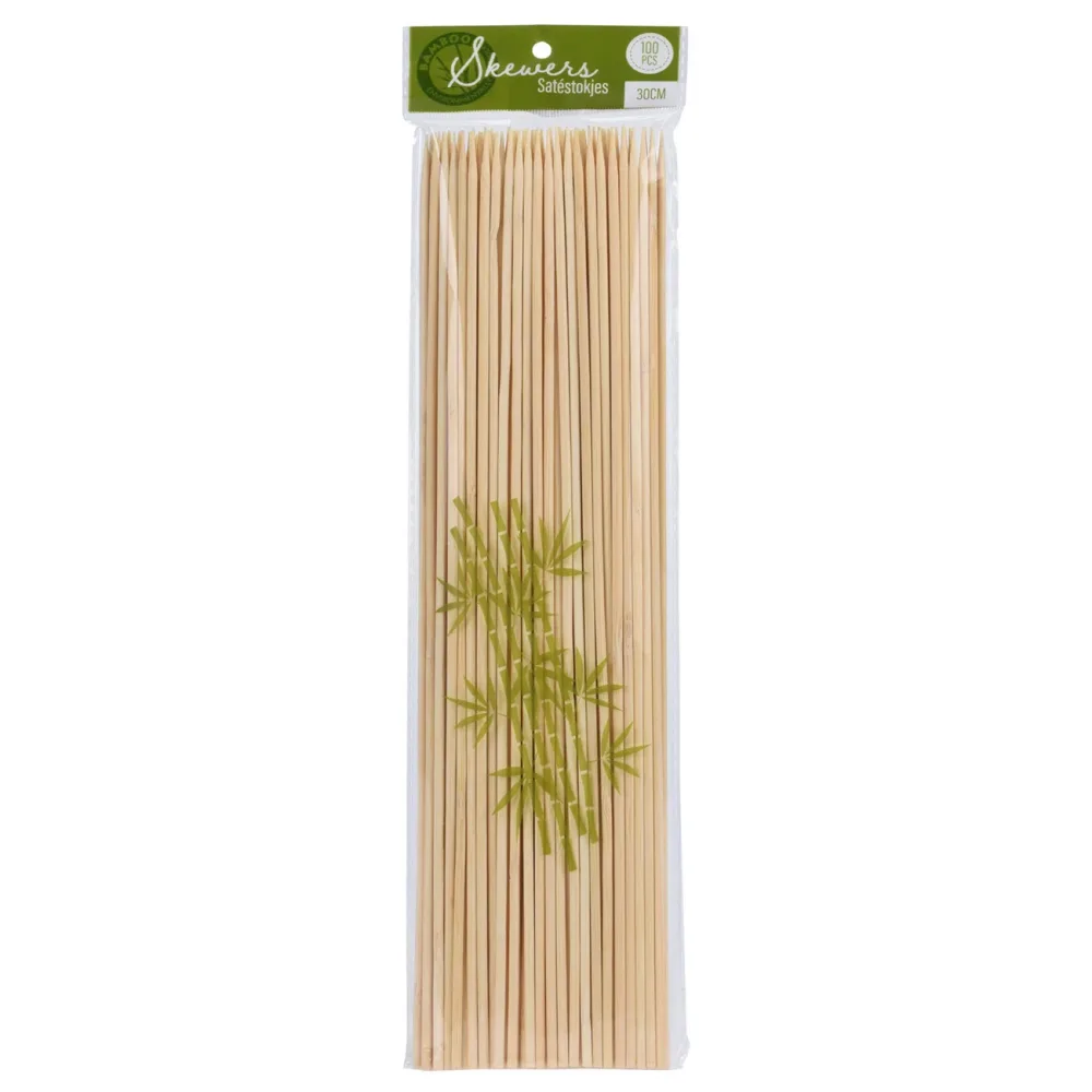 Schaschlikspiesse aus Bambus, Grillspiesse im 100er-Pack, Länge 30 cm