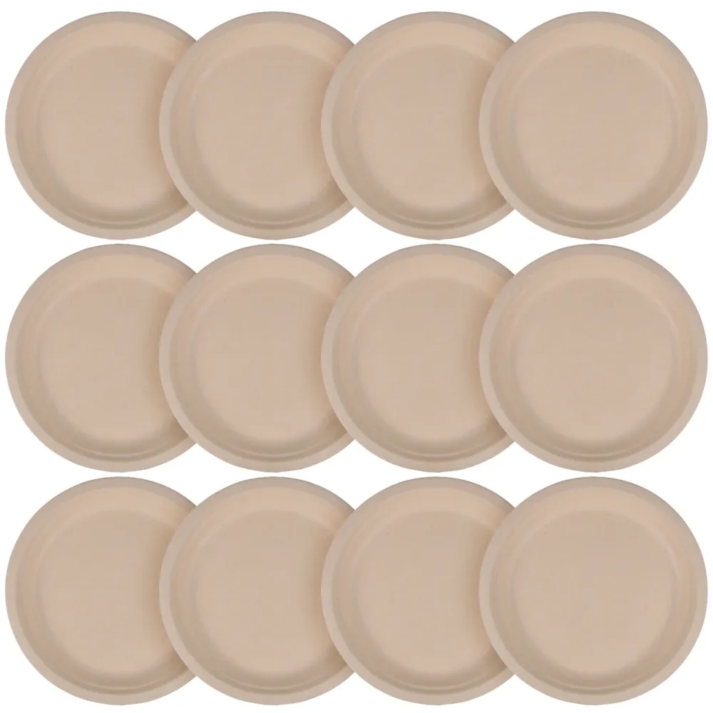 Teller rund aus Zuckerrohr 12er-Set, Teller biologisch abbaubar, 22 x 22 cm