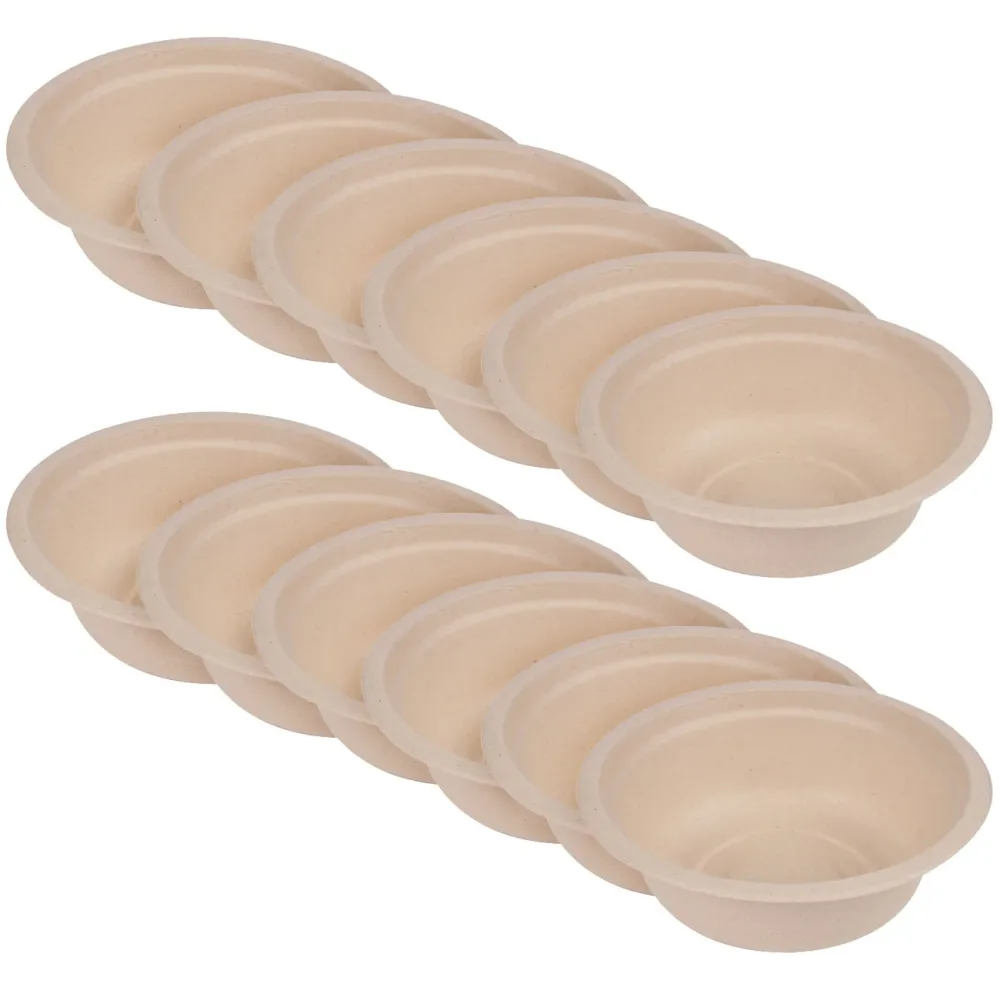 Schüssel aus Zuckerrohr 12er-Set, Teller biologisch abbaubar, 350 ml