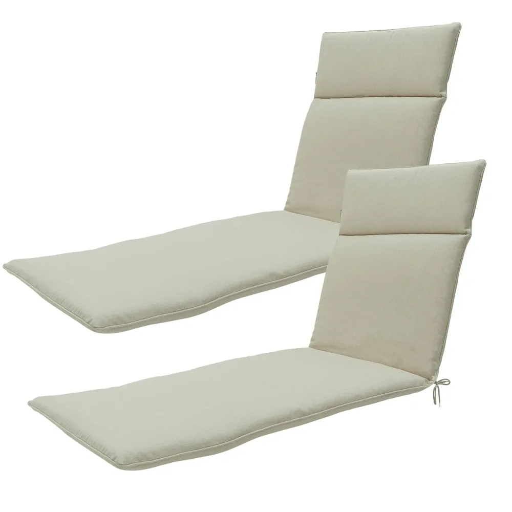 Liegen-Auflagen 2er-Set natur, Polsterauflagen wasserabweisend, beige, 190 x 60 cm