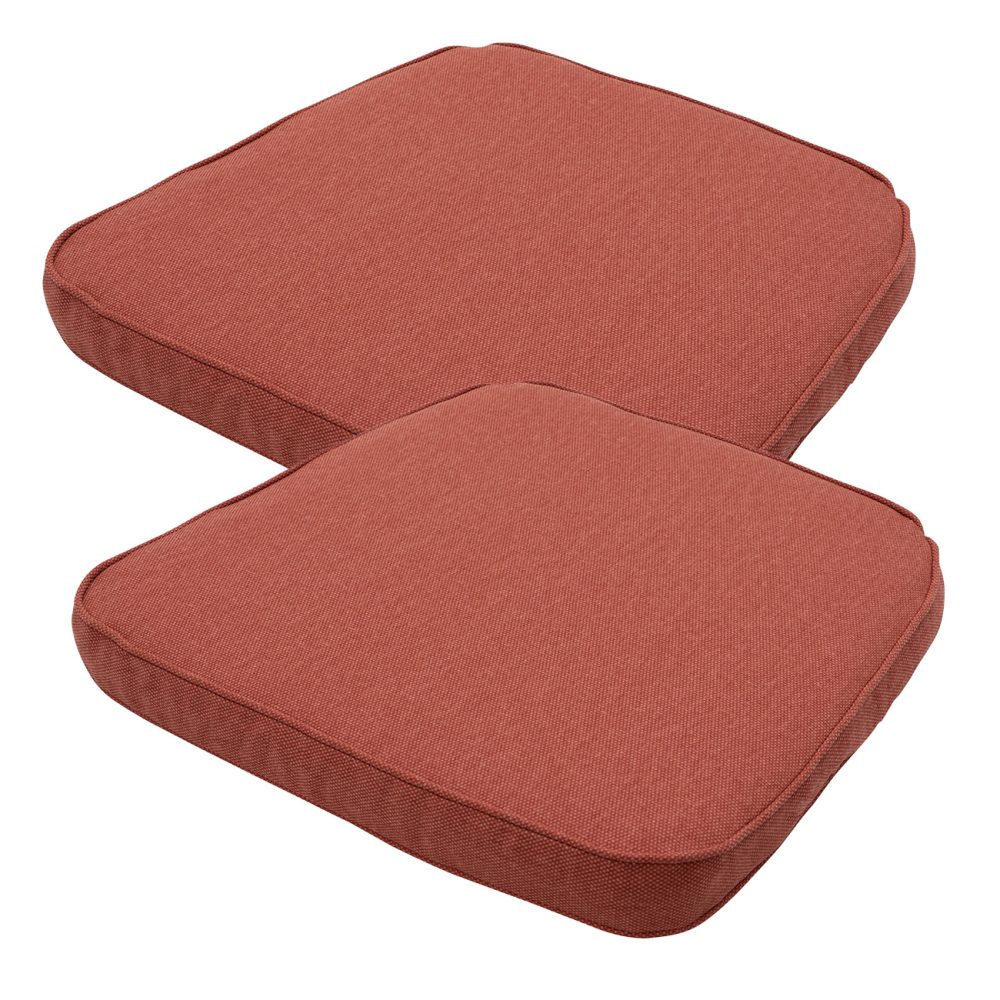 Stuhlkissen Outdoor 2er-Set, Sitzkissen wasserabweisend, terra, je 48 x 48 cm