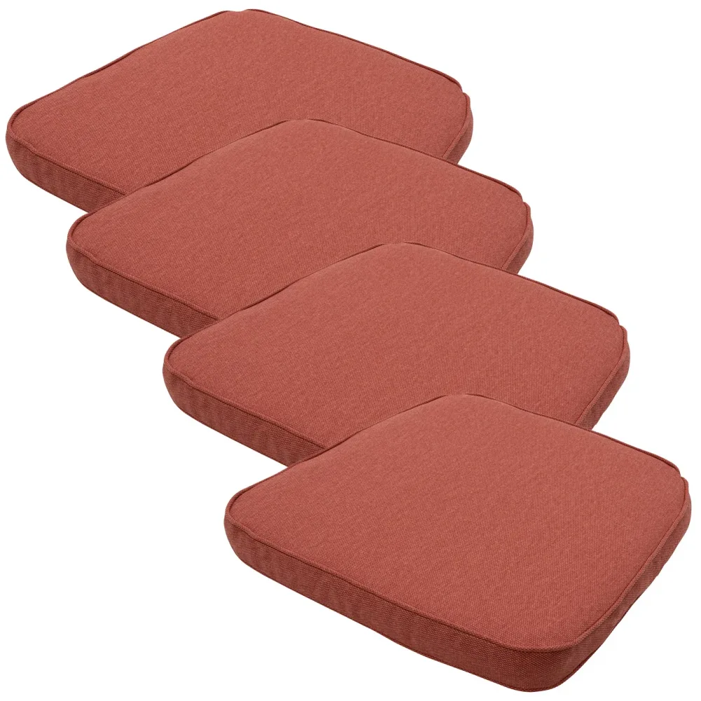 Stuhlkissen Outdoor 4er-Set, Sitzkissen wasserabweisend, terra, je 48 x 48 cm