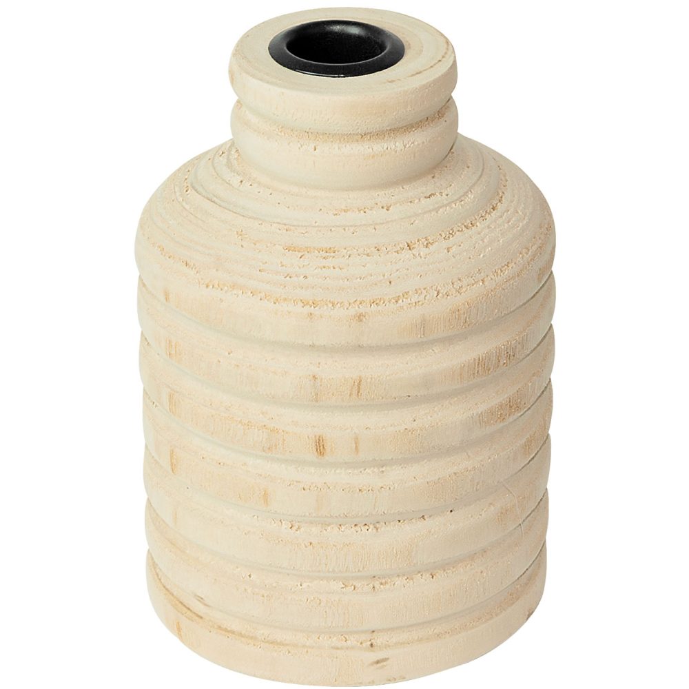 Kerzenständer aus Paulowniaholz, Kerzenhalter in hübscher Form, braun, 10 x 15,5 cm