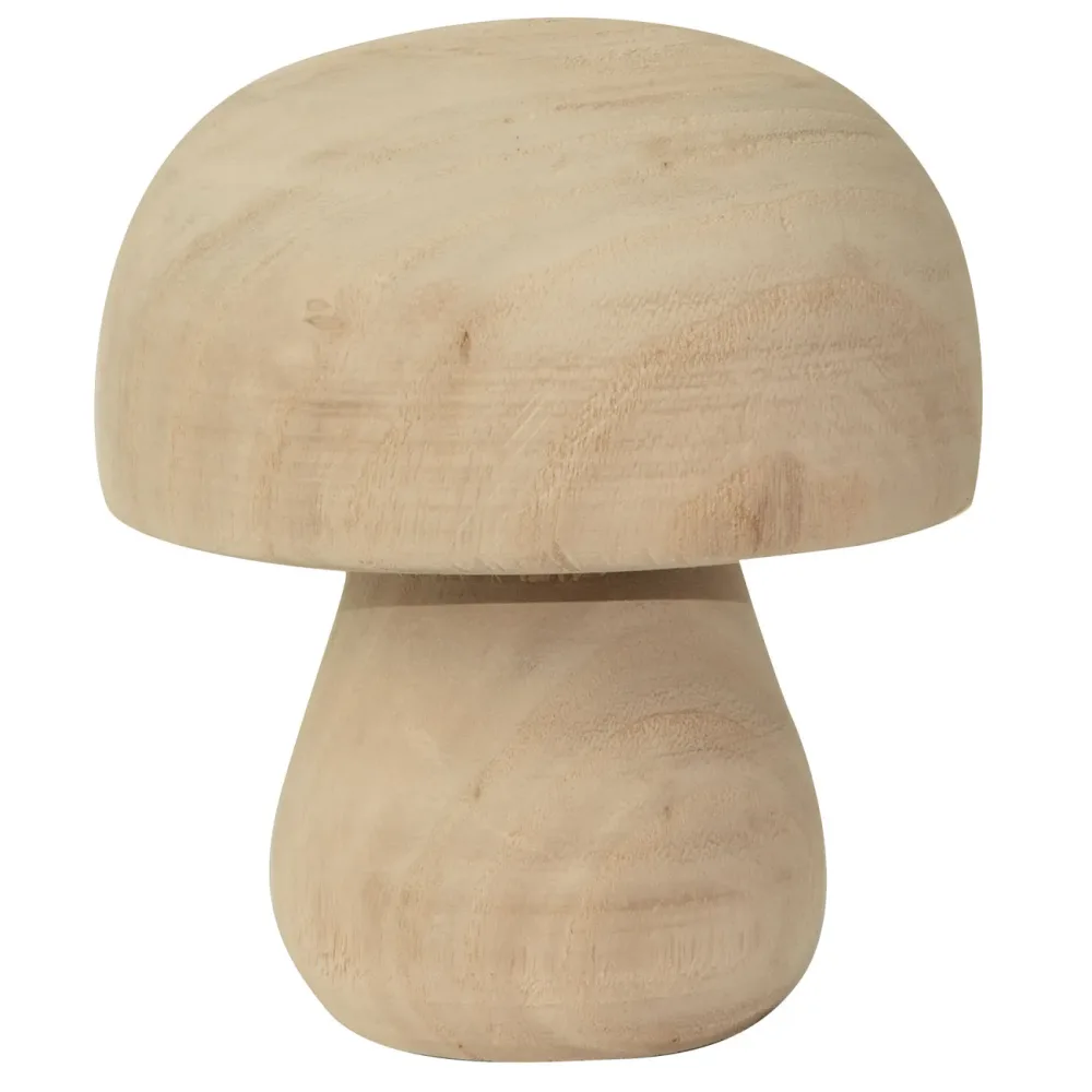 Deko Figur Pilz aus Pauwloniaholz, Holz Dekoration Pilz, braun, 12 x 14 cm