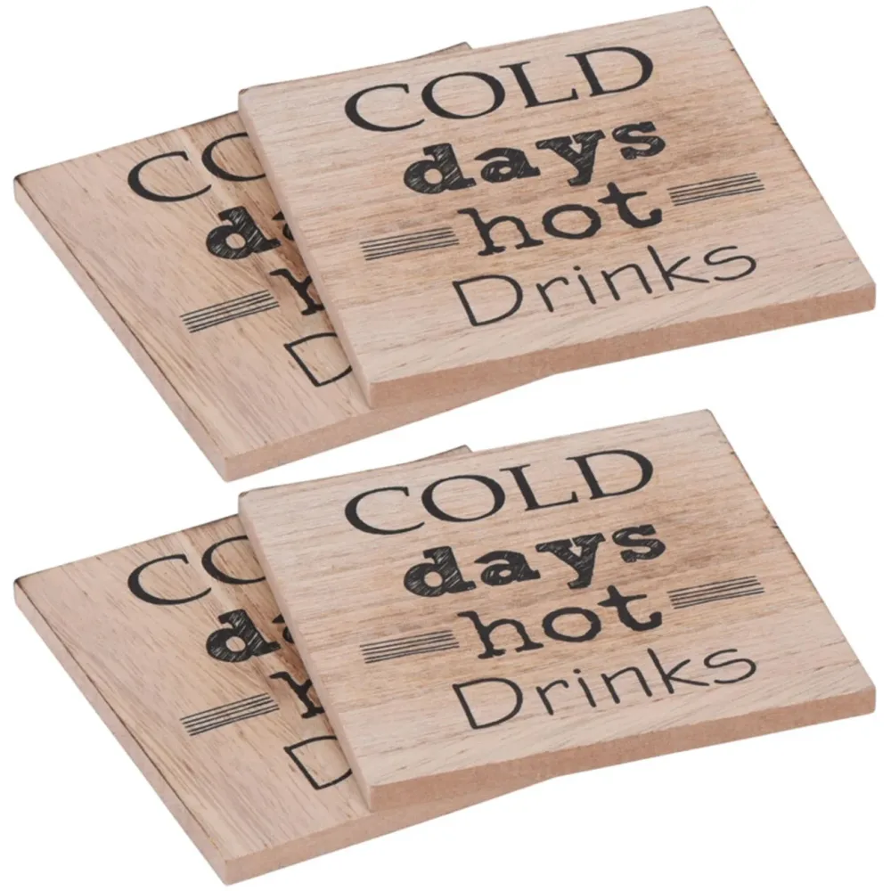 Tischuntersetzer aus Holz 4er-Set, Glasuntersetzer, 11,2 x 12,5 x 2,8 cm