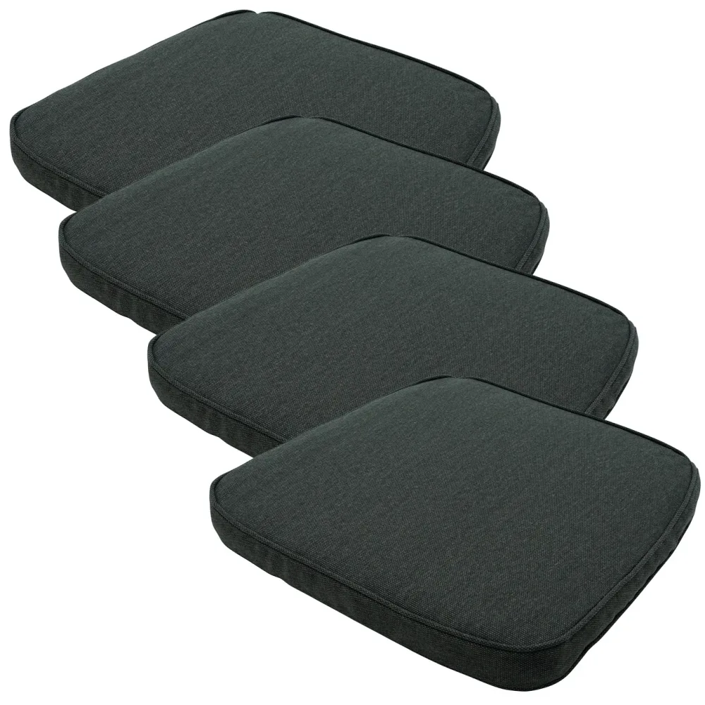 Stuhlkissen Outdoor 4er-Set, Sitzkissen wasserabweisend, dunkelgrau, je 48 x 48 cm