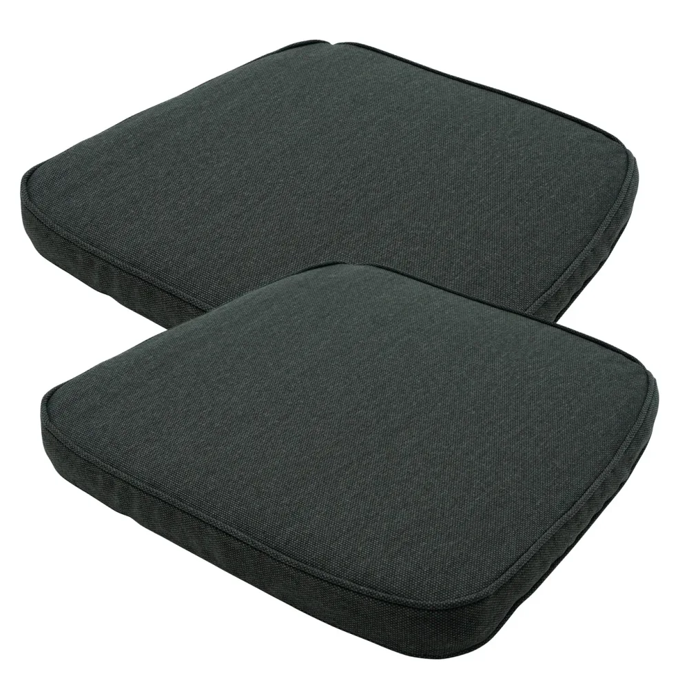 Stuhlkissen Outdoor 2er-Set, Sitzkissen wasserabweisend, dunkelgrau, je 48 x 48 cm