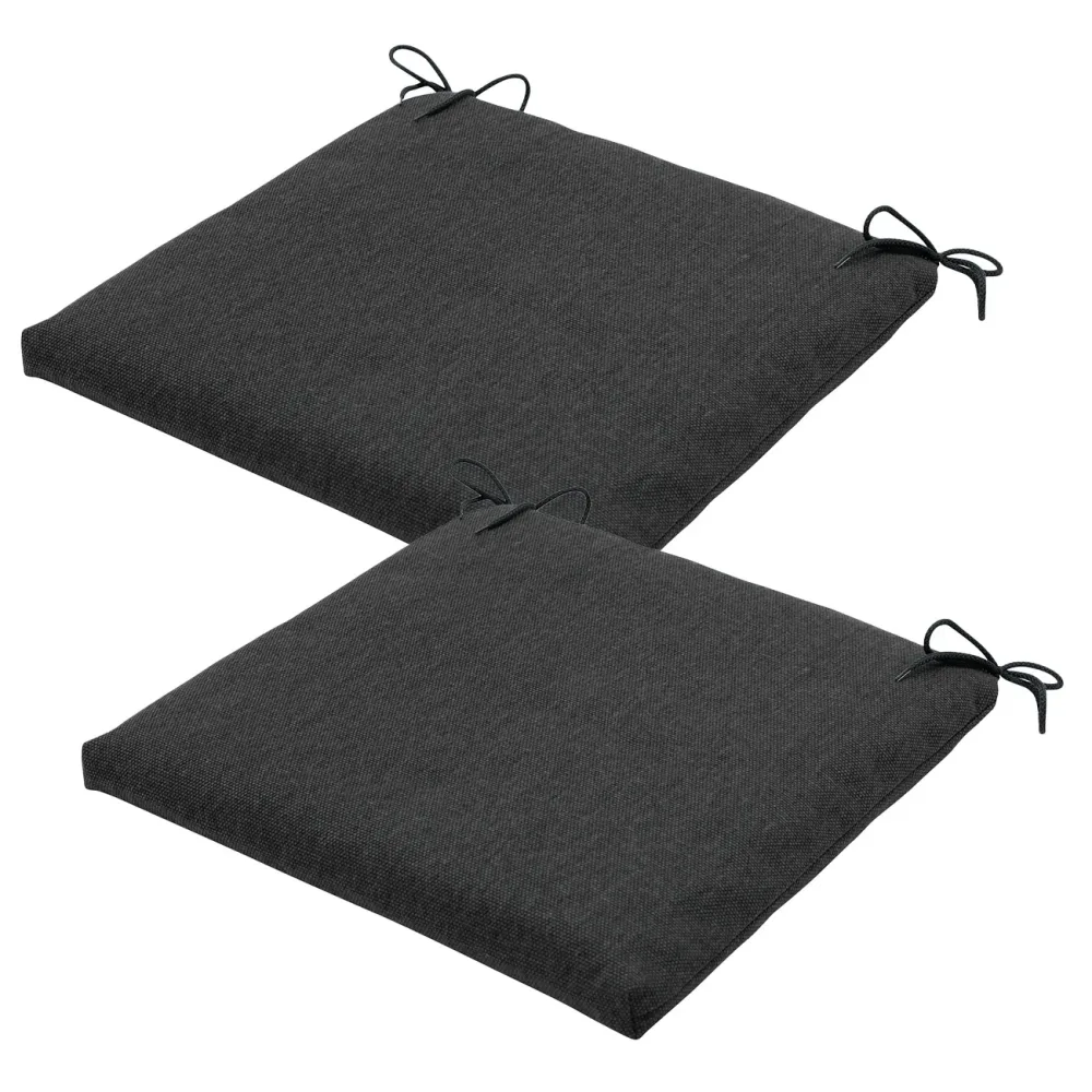 Stuhlkissen Outdoor 2er-Set Bändchen, Sitzkissen wasserabweisend, dunkelgrau, 40 x 40 cm