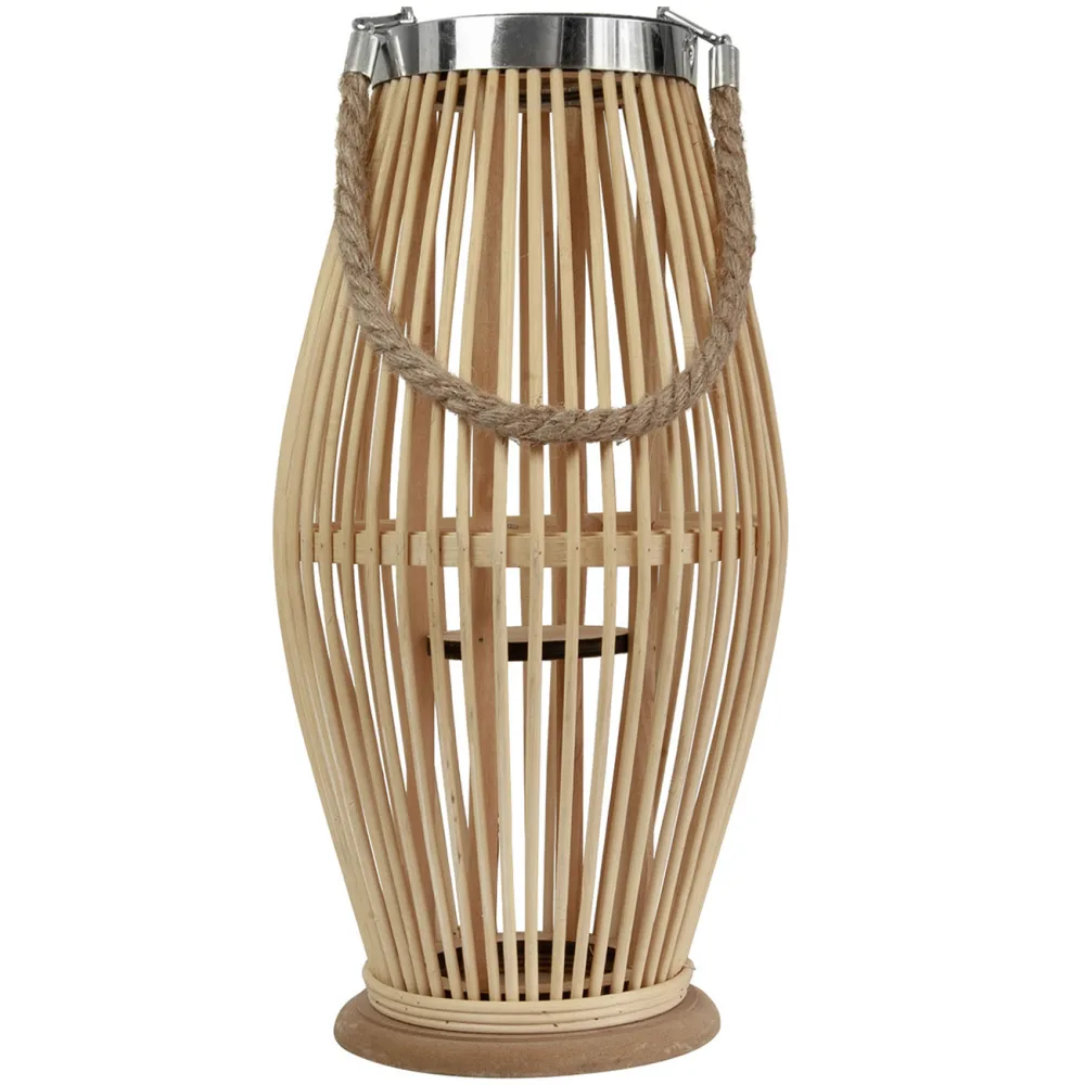 Laterne aus Bambus mit Windlicht aus Glas, natur, Ø 24 x Höhe 48 cm