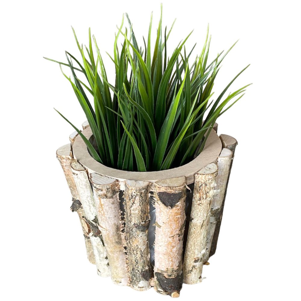 Pflanztopf aus Birkenholz, rund, Ø 13 x H 11 cm