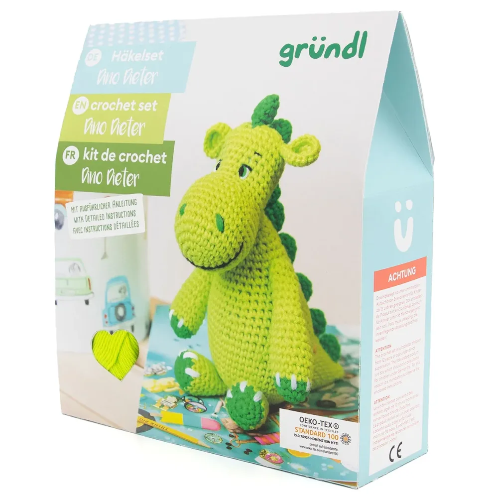 gründl Häkeltier Dino Dieter, Nähset, Häkelset