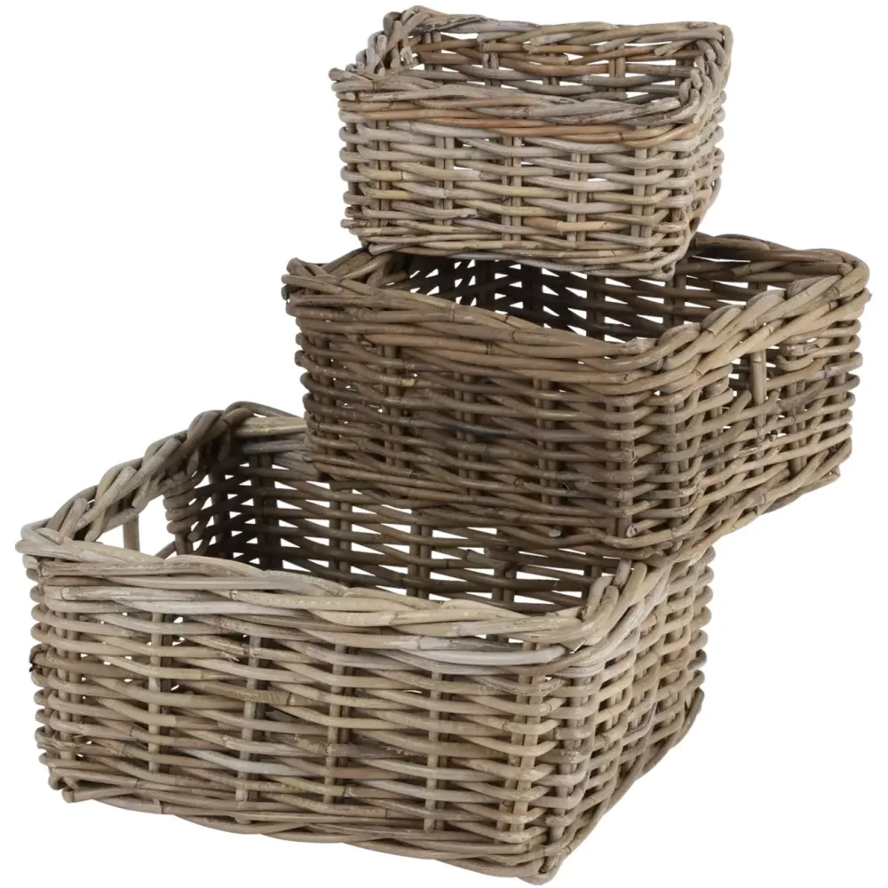 Weidenkorb 3er-Set, Aufbewahrungskörbe Weidengeflecht 3 Grössen