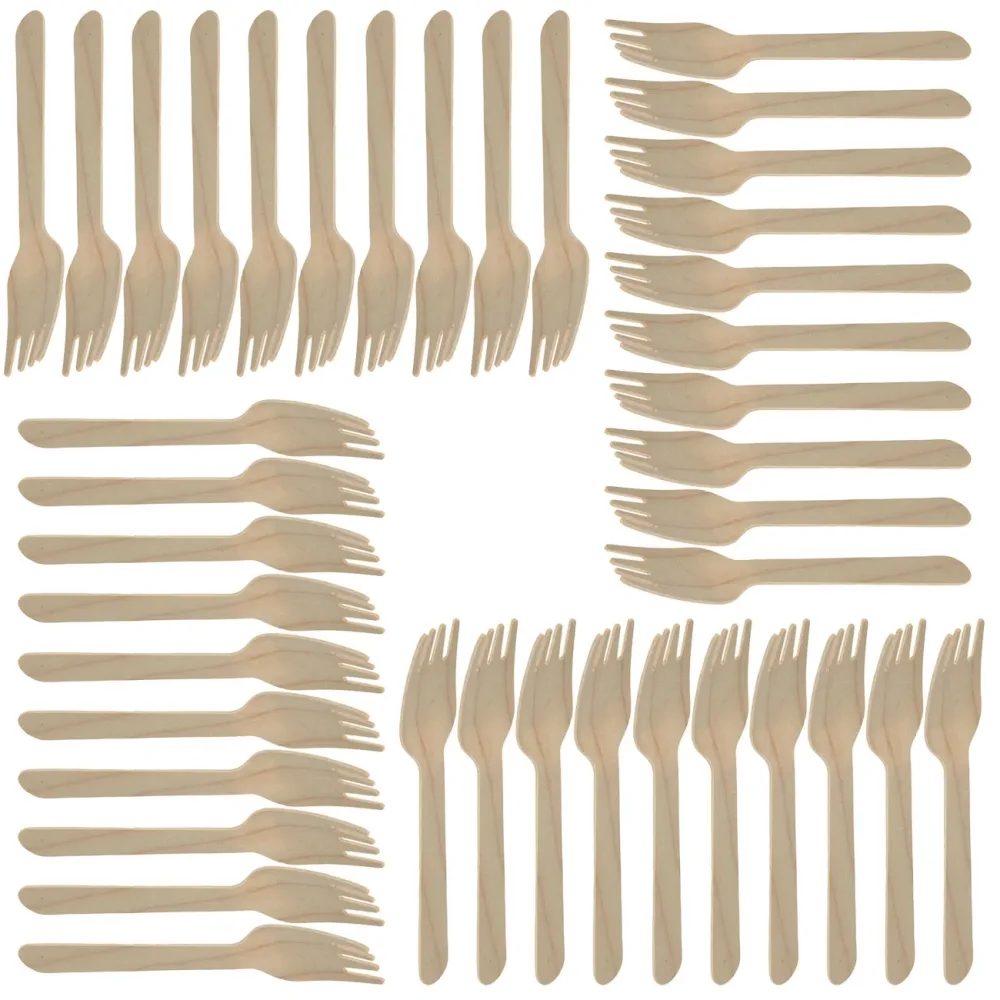 Holzgabeln 40er Set, Einweggabeln, 16 cm
