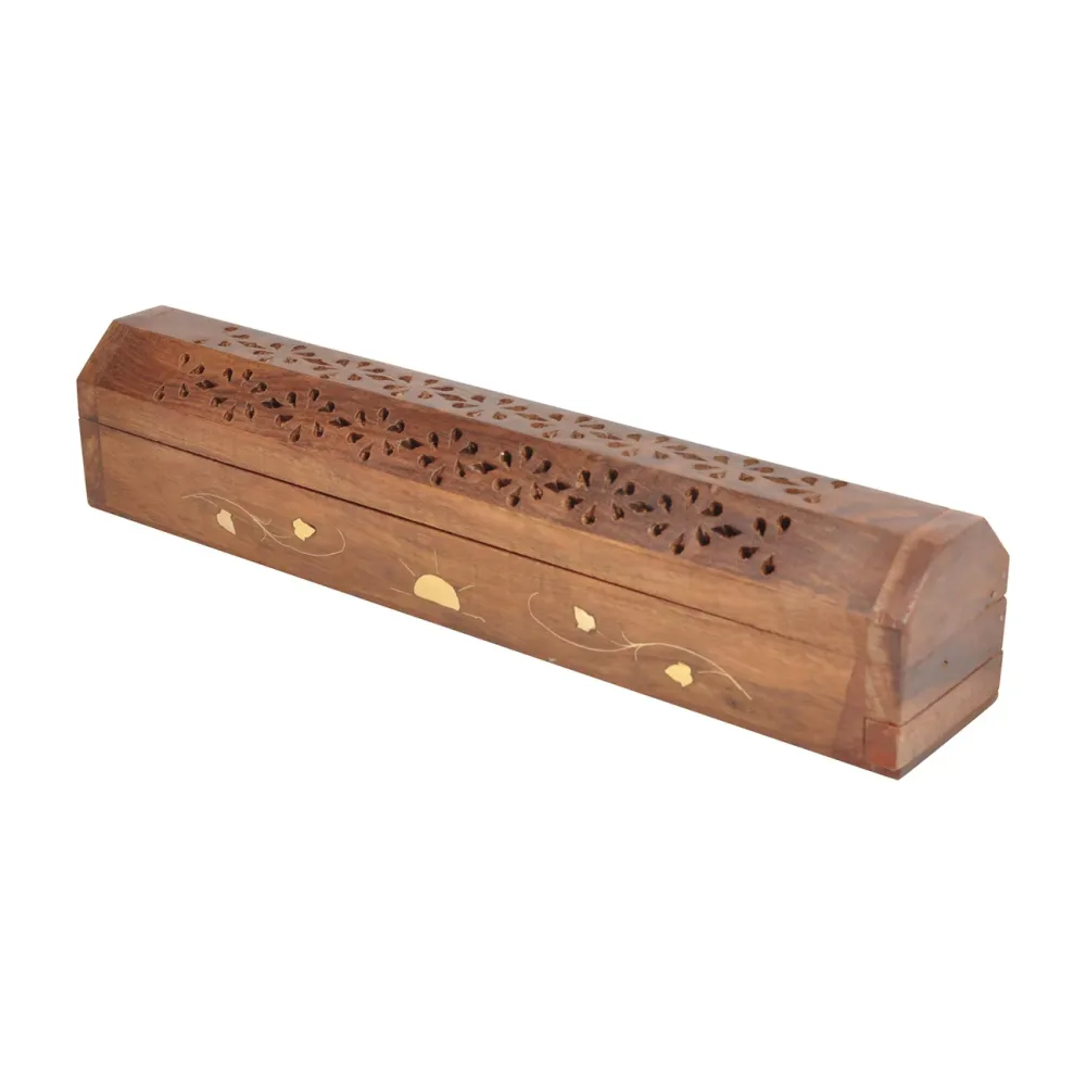 Räucherstäbchenhalter aus Holz, Räucherstäbchen Brenner mit Deckel, 30 x 5,5 cm