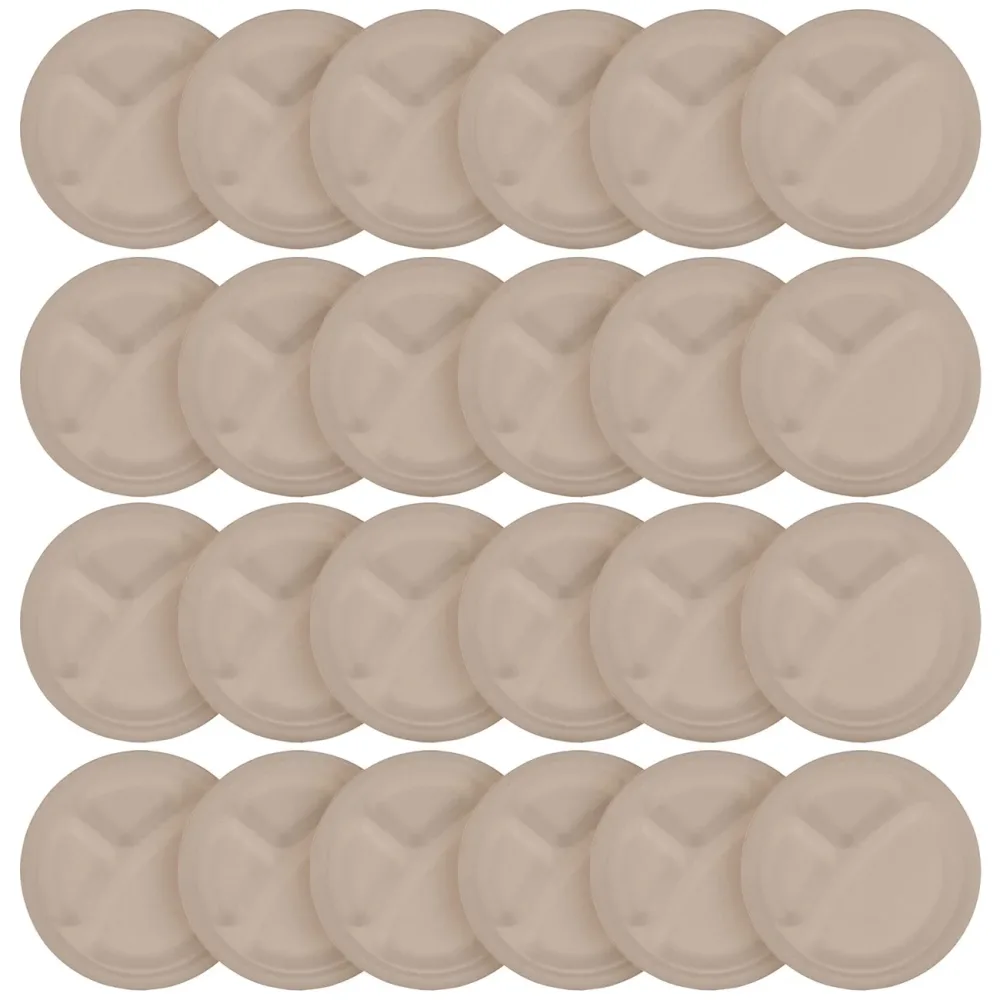 Teller rund aus Zuckerrohr 24er-Set, Teller biologisch abbaubar, 23 x 23 cm