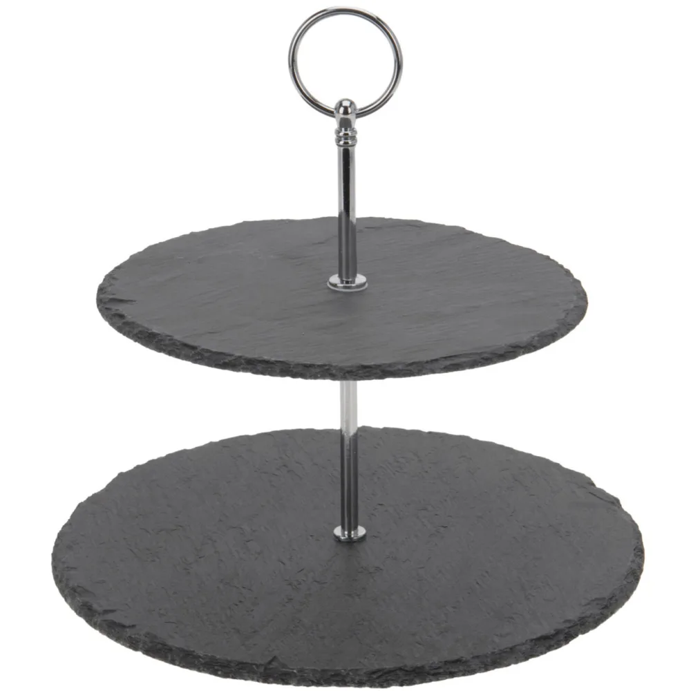 Etagere aus Schiefer mit 2 Ebenen, Ø 20/25 cm