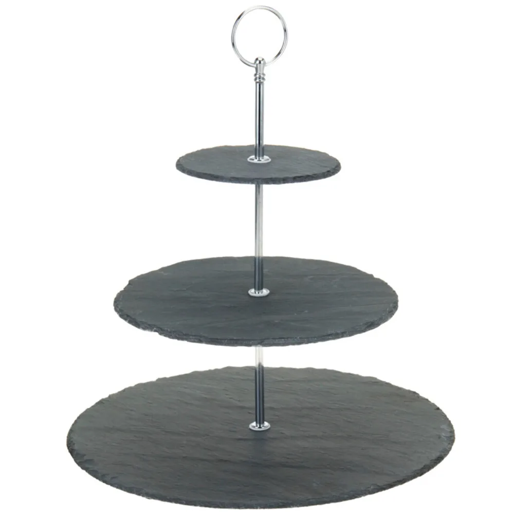 Etagere aus Schiefer mit 3 Ablagen, Höhe ca. 34 cm