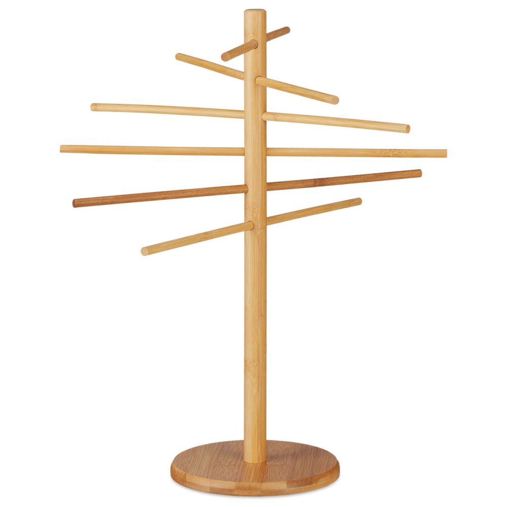 Nudeltrockner aus Bambus, frische Nudeln, Pasta und Spaghetti, 12 Arme, H 41 cm