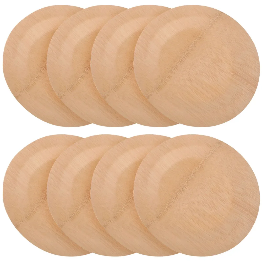 Bambus Einwegteller 8er-Set, rund, flach, 18 cm