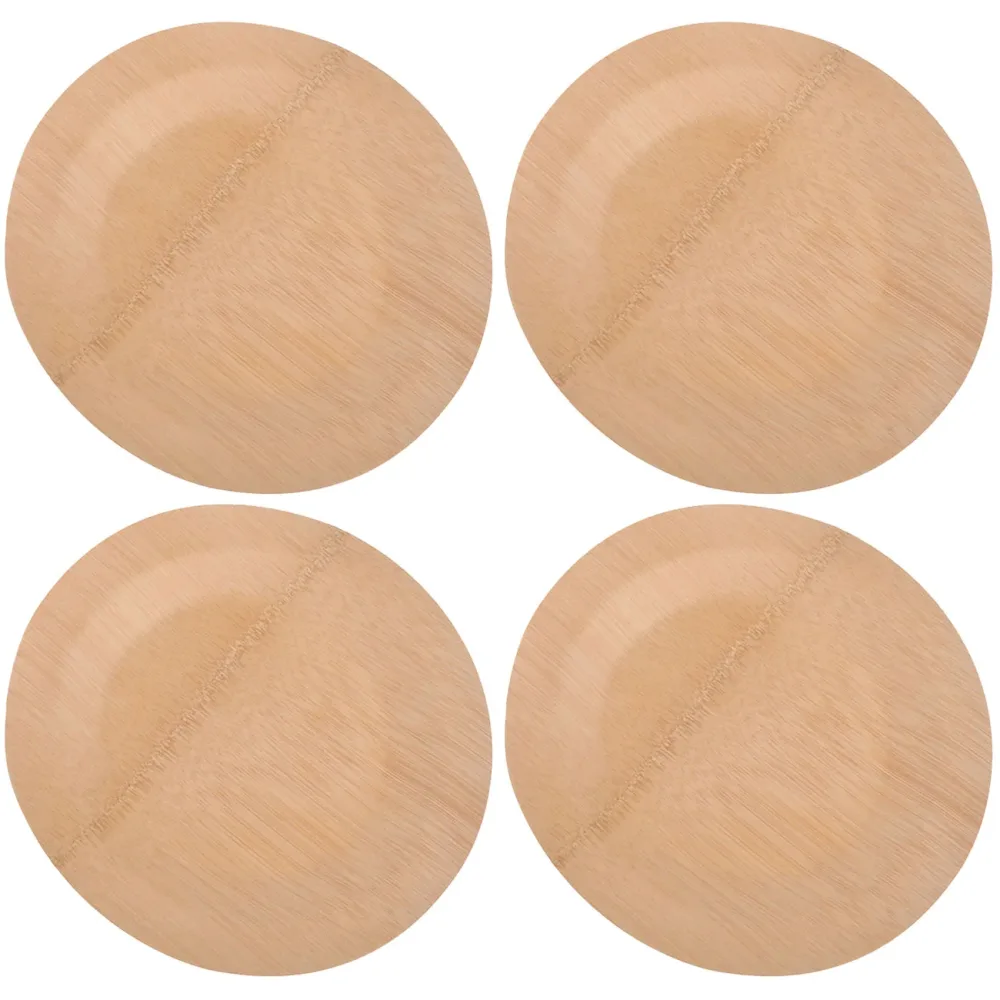 Bambus Einwegteller 4er-Set, rund, flach, 18 cm
