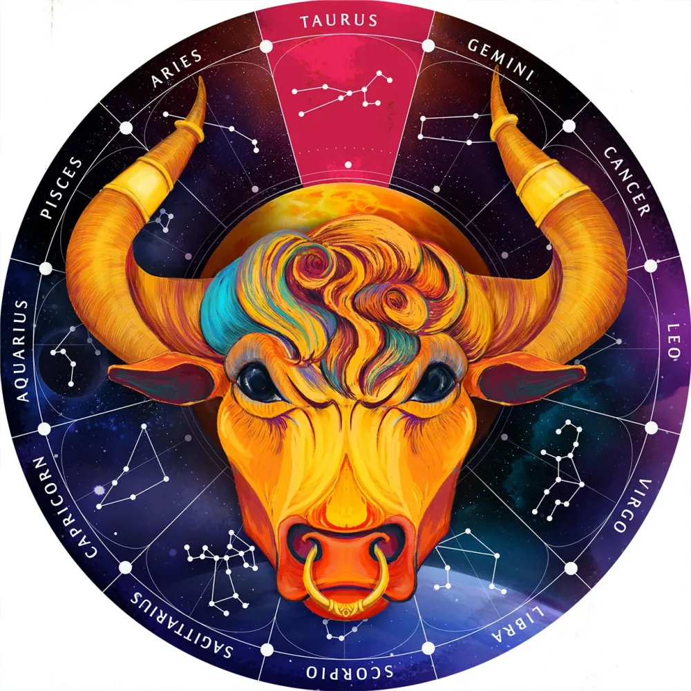 Sternzeichen Holz Puzzle Stier, 180 Teile, Horoskop Ø 24 cm