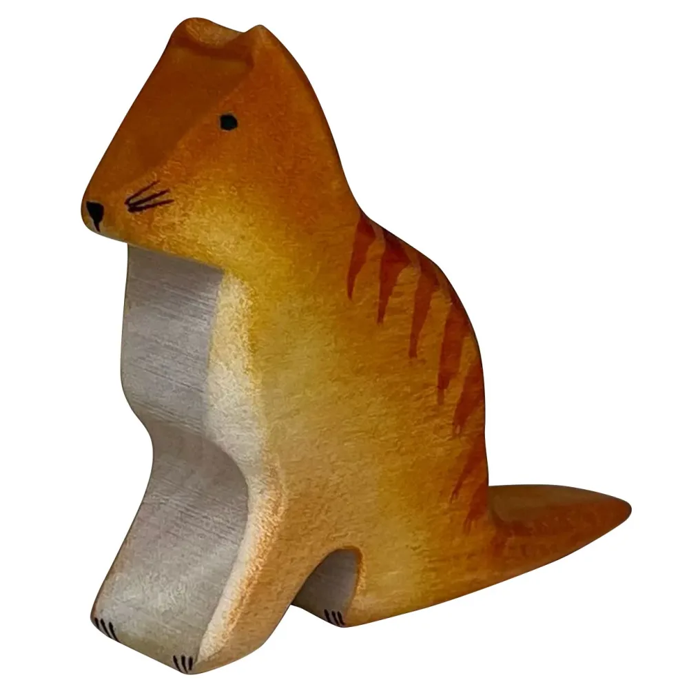 Holztier Katze, handgefertigt, 6 x 7 x 2 cm