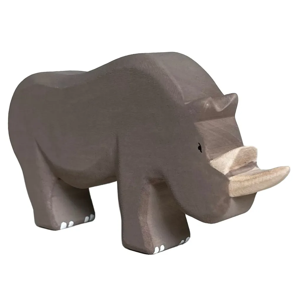 Holztier Nashorn, handgefertigt, 17 x 9 x 3 cm