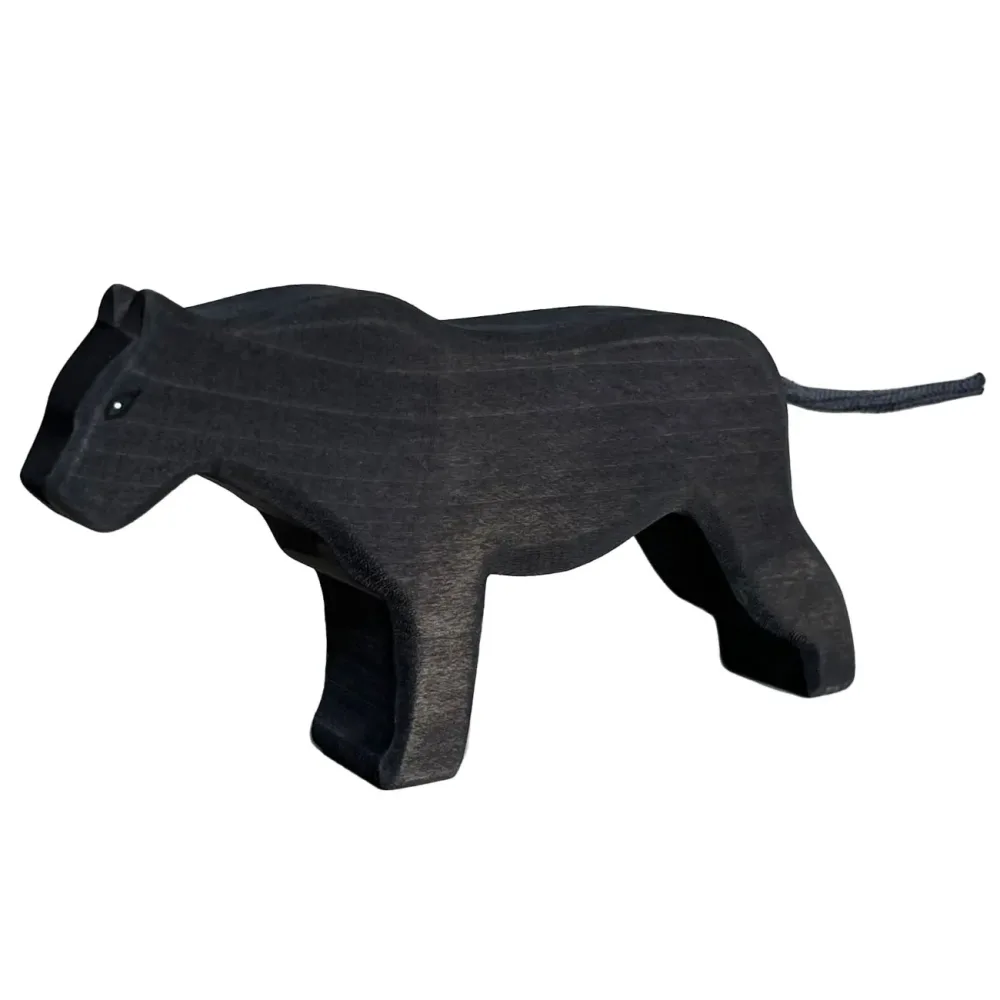 Holztier Panter, handgefertigt, 16 x 8 x 3 cm