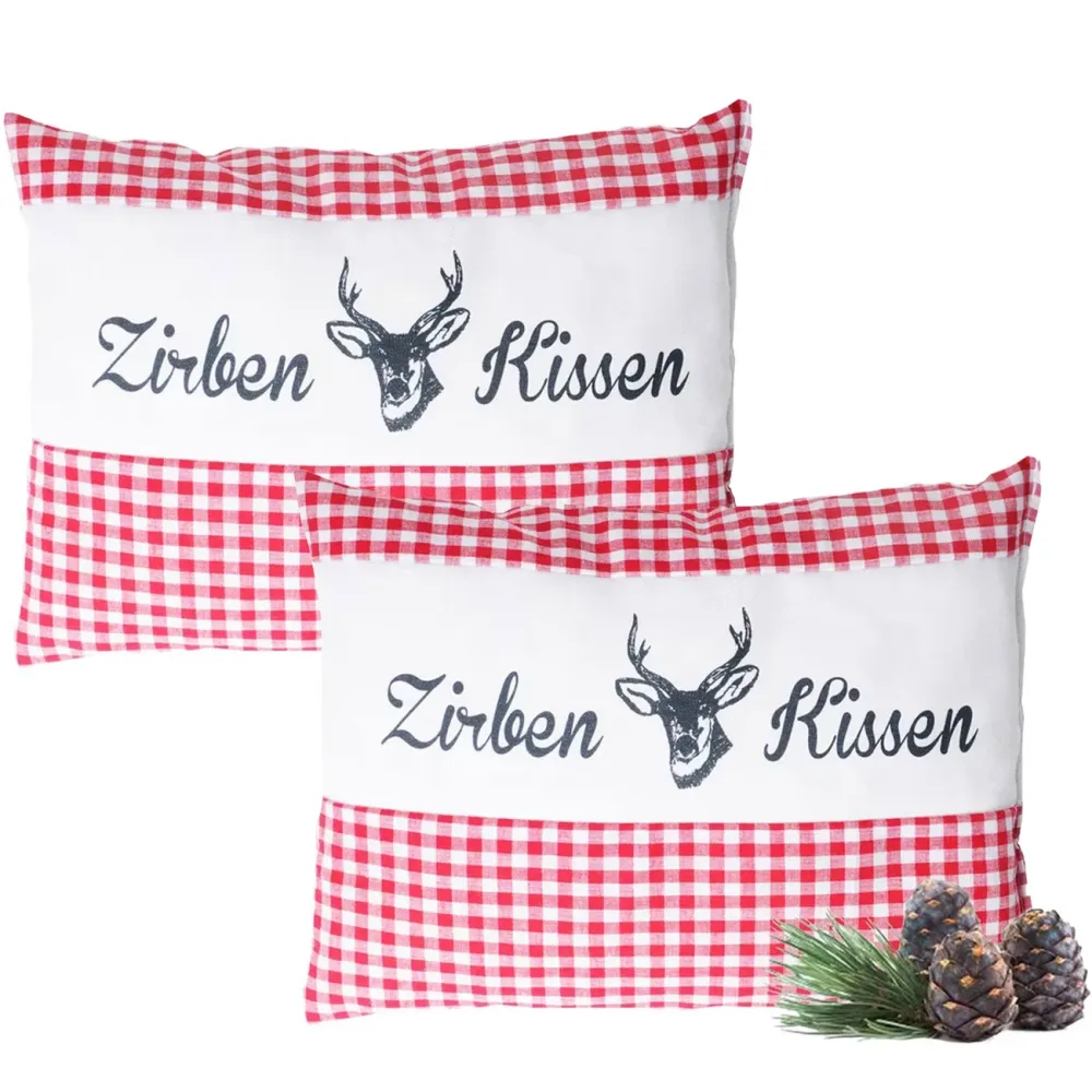 2er-Set Zirbenkissen Vichy Rot 26 x 19 cm