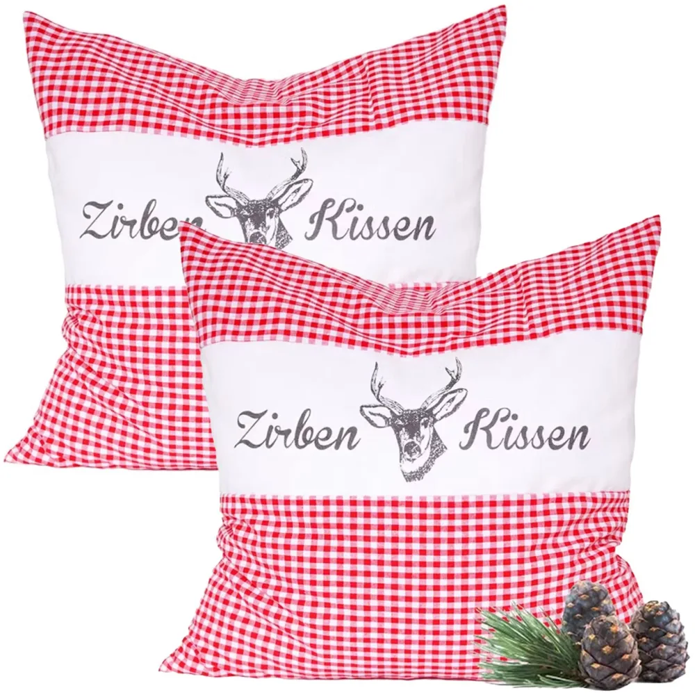 2er-Set Zirbenkissen Vichy Rot 30 x 30 cm