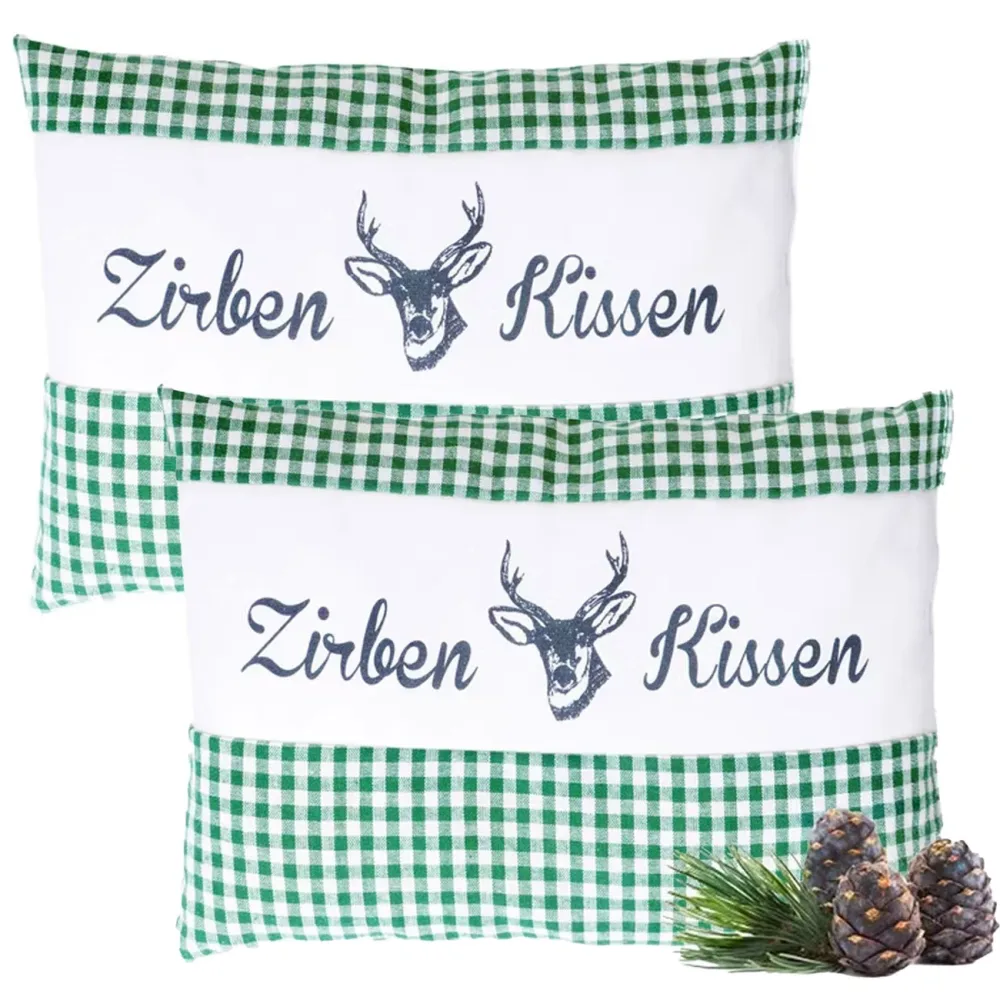 2er-Set Zirbenkissen Vichy Grün 26 x 19 cm