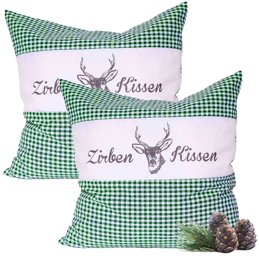2er-Set Zirbenkissen Vichy Grün 30 x 30 cm