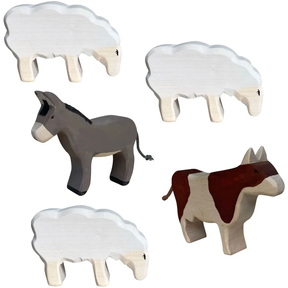 Weihnachtskrippe Tier-Set, Holzfiguren