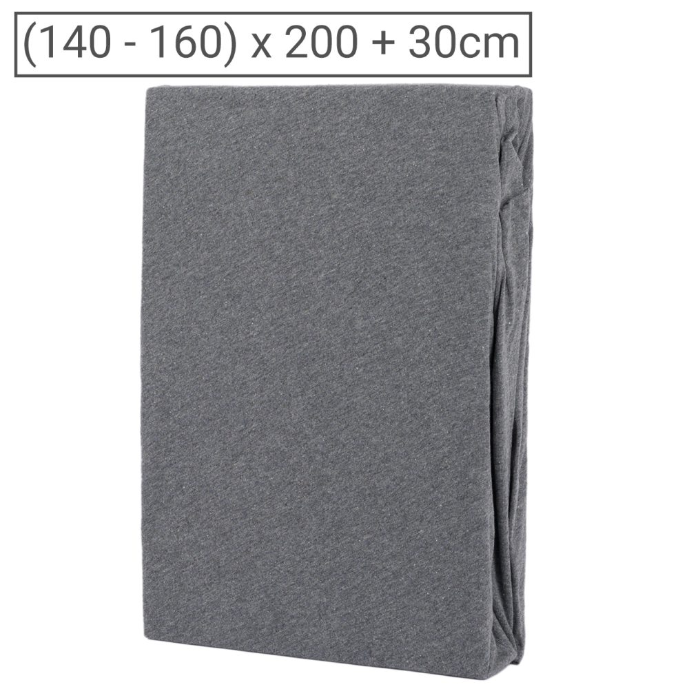 Premium Jersey Melange Fixleintuch, 100% Baumwolle, anthrazit, 140-160 x 200 + 30 cm