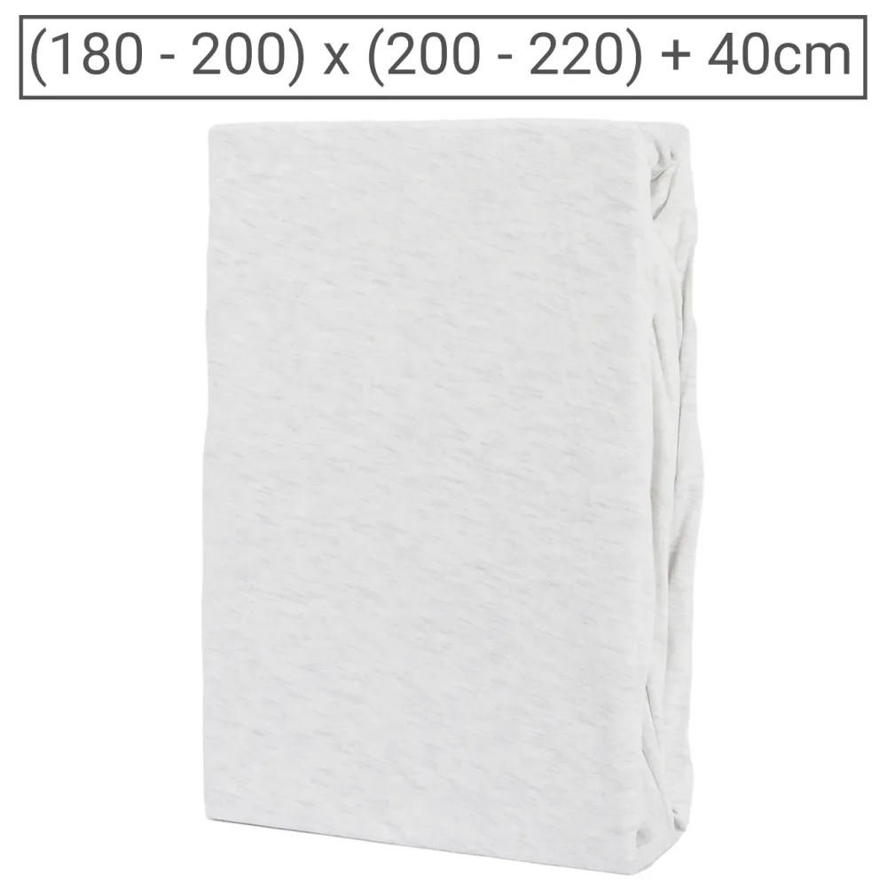 Premium Jersey Melange Fixleintuch, 100% Baumwolle, silber, 180-200 x 200-220 + 40 cm