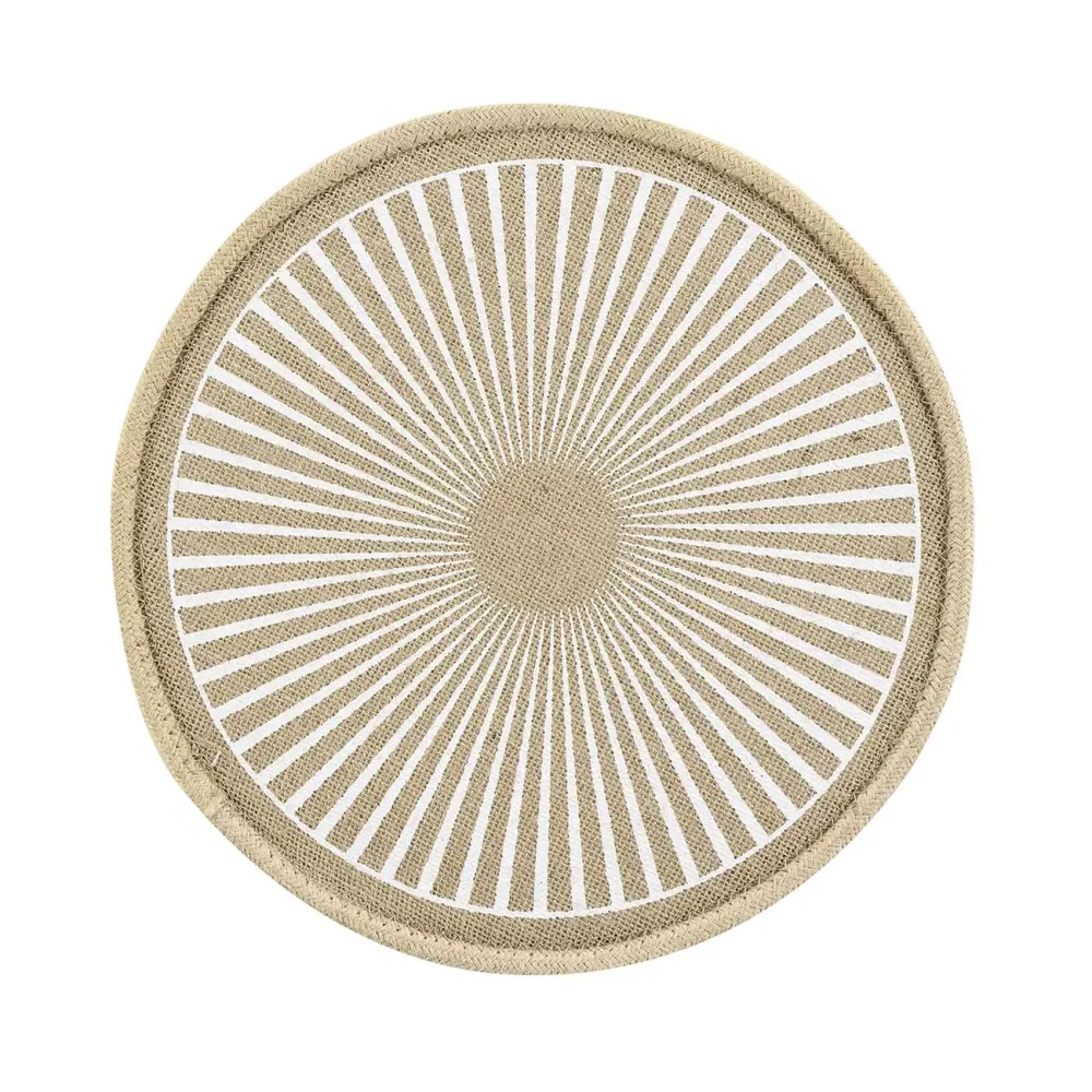 Rundes Tischset aus Jute, edles Boho-Design, braun, beige, 38 x 38 cm