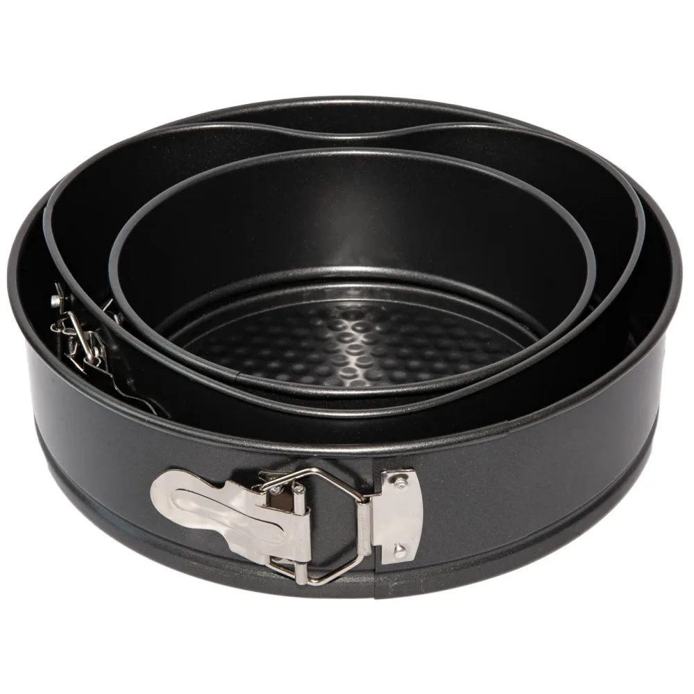 Springformen-Set 3-teilig, rund & Herzform aus Karbonstahl