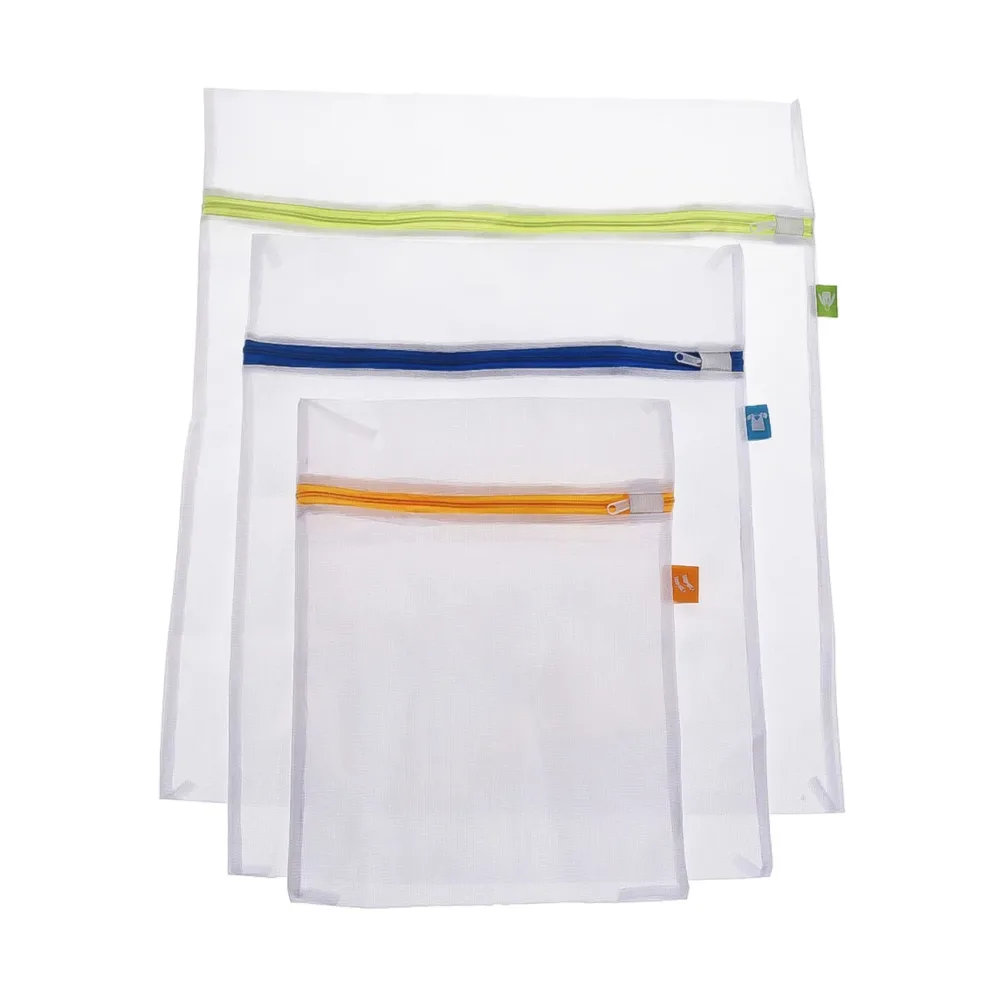 3-teiliges Wäschesack-Set mit Reissverschluss, 53 x 46 cm, 46 x 35 cm, 35 x 27 cm