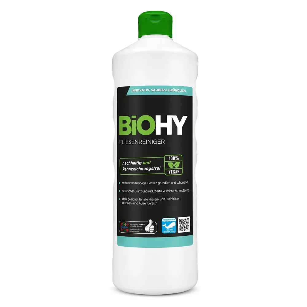 Fliesenreiniger-Konzentrat, 100% vegan, pH 11,3, nachhaltig & kennzeichnungsfrei, 1 L