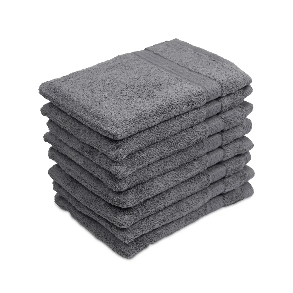 8er-Set Waschhandschuhe aus 100% Baumwolle, Waschlappen mit Schlaufe, anthrazit