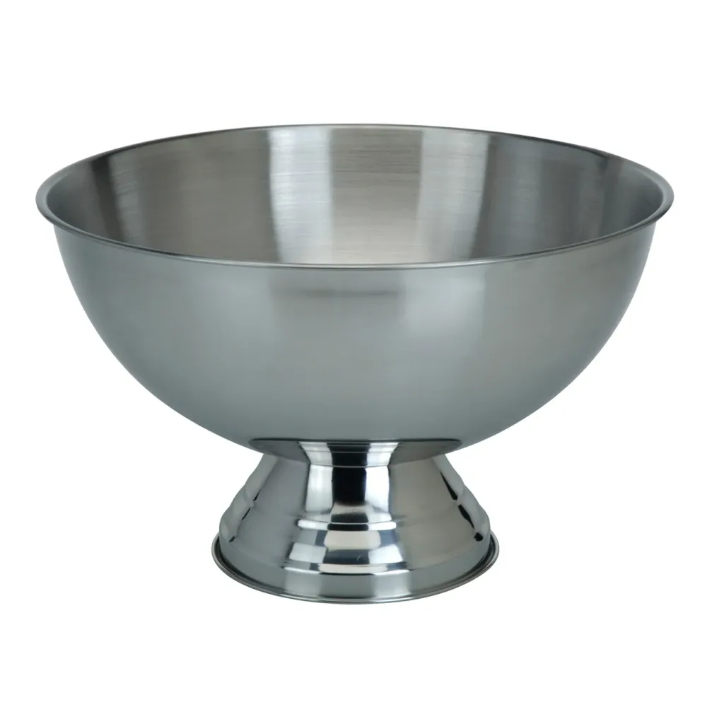 Champagnerkühler aus Edelstahl, edle Sektschale mit Standfuss, 39 x 24 cm
