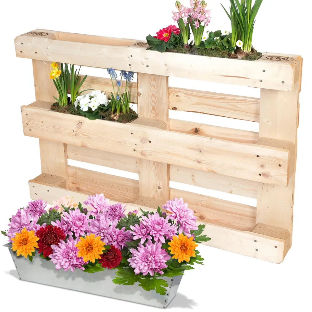 Pflanzkasten für Europaletten, Blumenkübel aus verzinktem Metall, 38,5 x 13,5 x 8,5 cm