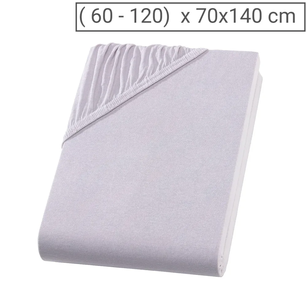 Kinderbett Qualitäts-Jersey Fixleintuch, 100% Baumwolle, silber, 60 x 120 - 70 x 140 cm