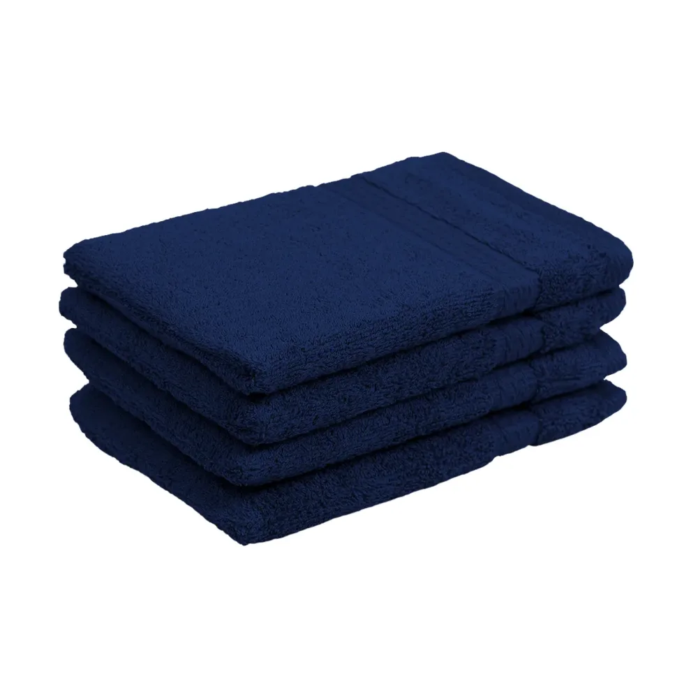 Waschhandschuhe 16 x 21 cm, 100% luxuriöse Baumwolle, 4er-Set Frottier Waschlappen, navy