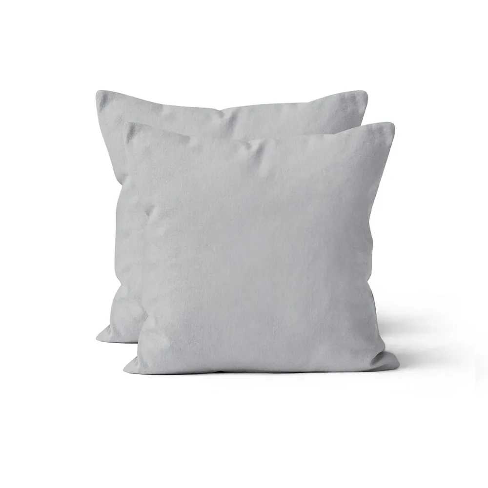 Kissenhüllen aus Baumwolle, 2er-Set Kissenbezug 40 x 40 cm mit Reissverschluss, silber