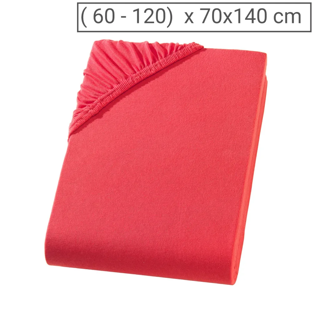 Kinder Qualitäts-Jersey Fixleintuch, 100% Baumwolle, rot, 70 x 140 cm