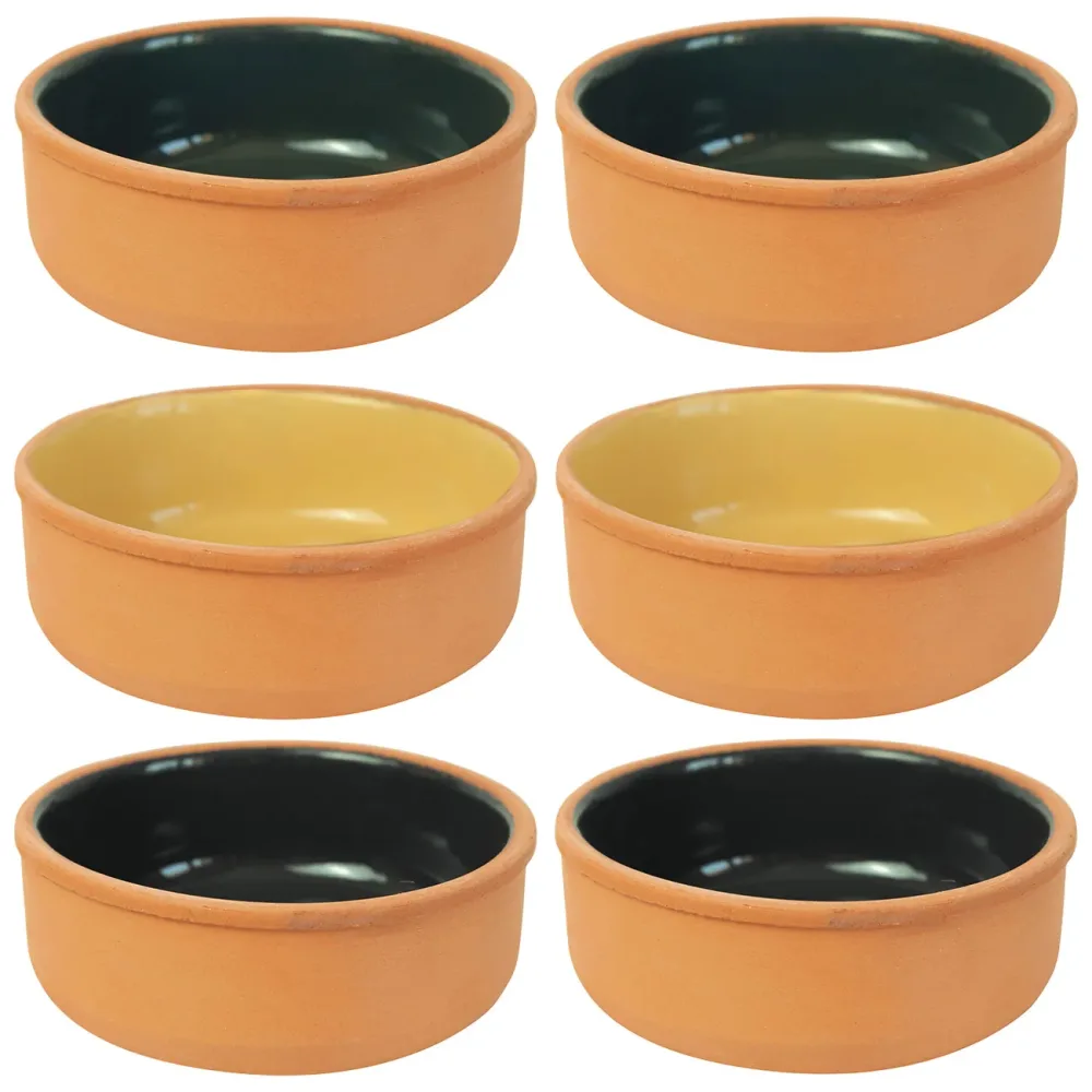 Tapas Schalen 6er-Set aus Terracotta, Tapas Set in 3 Farben, je 12 x 12 x 4 cm