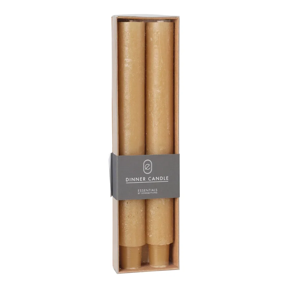 Stabkerzen 2er-Set für Kerzenhhalter, edle Kerzen, ockerfarben, 3 x 25 cm