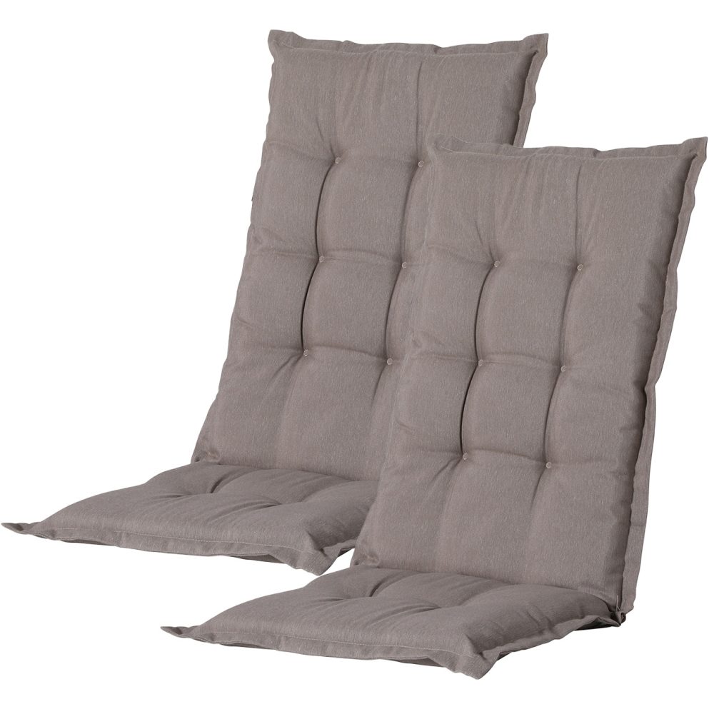 Hochlehner-Auflage 2er-Set, weiches und komfortables Gartenstuhlkissen, taupe, 123 x 50 cm